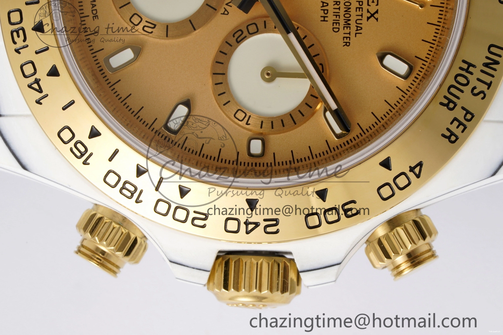 Daytona Bezel Leather Strap A7750 on White DIWF YG Dial DIW Brown YG Edition Case Carbon 0430